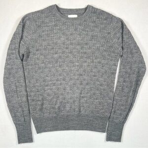 FRANK AND OAK Grey Wool Blend Knitted Stitch Crewneck Pullover Sweater Size L